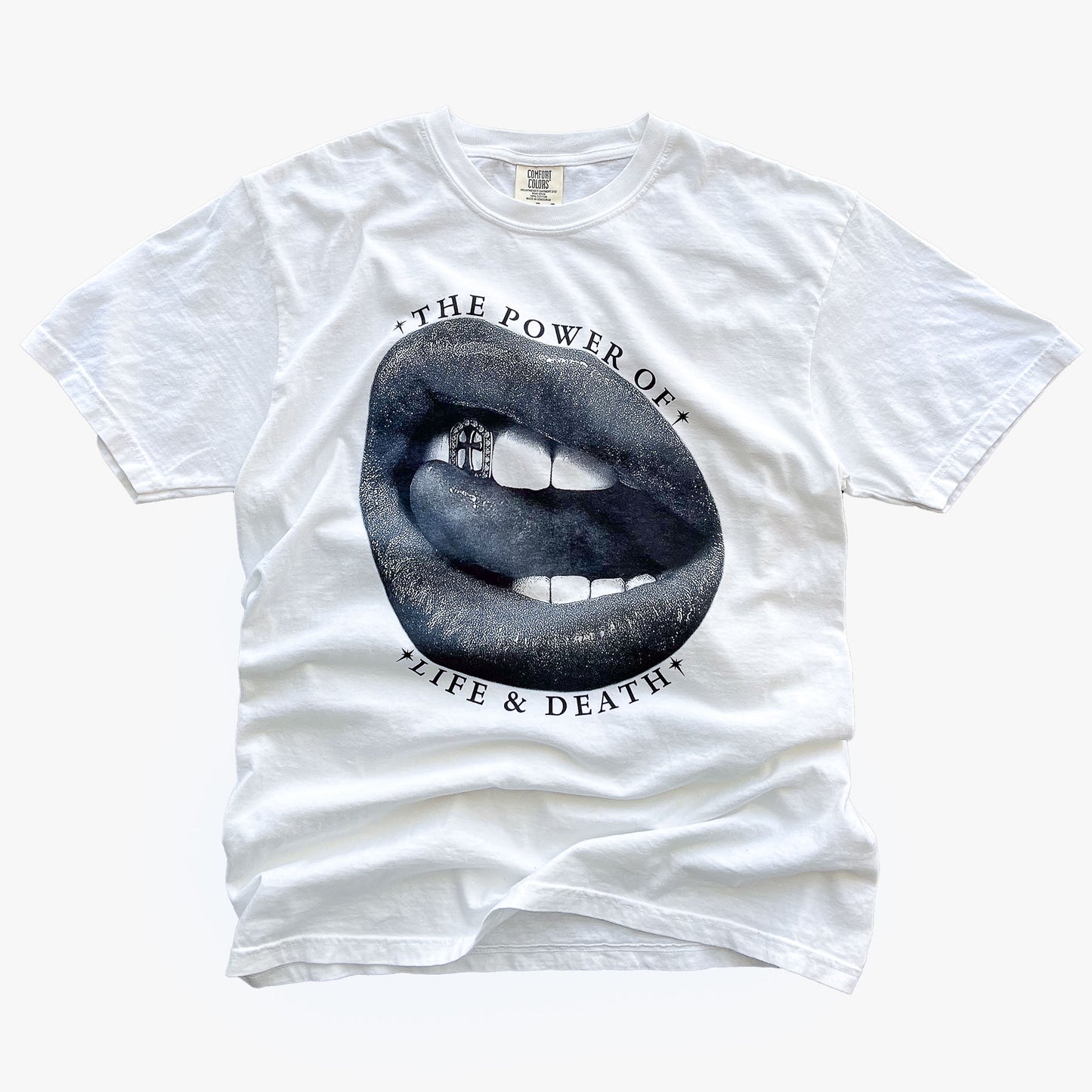 "HOLY LIPS" T-SHIRT - BLACK / WHITE
