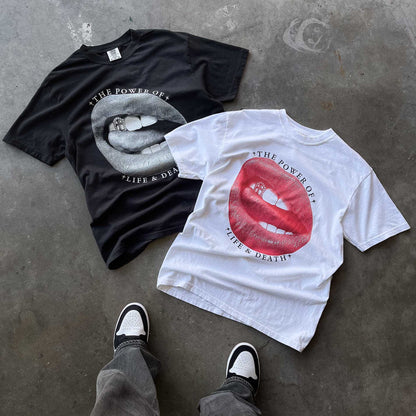 "HOLY LIPS" T-SHIRT - RED / WHITE