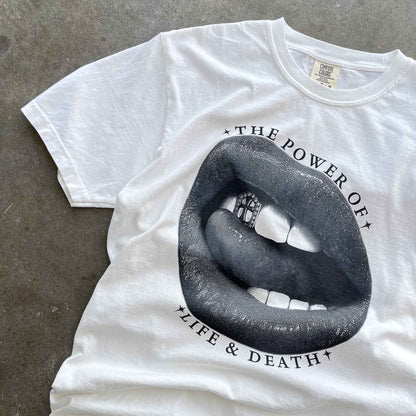 "HOLY LIPS" T-SHIRT - BLACK / WHITE
