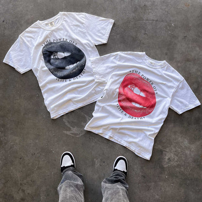 "HOLY LIPS" T-SHIRT - BLACK / WHITE