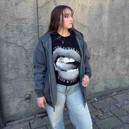 "HOLY LIPS" T-SHIRT - WHITE / BLACK