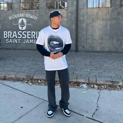 "HOLY LIPS" T-SHIRT - BLACK / WHITE